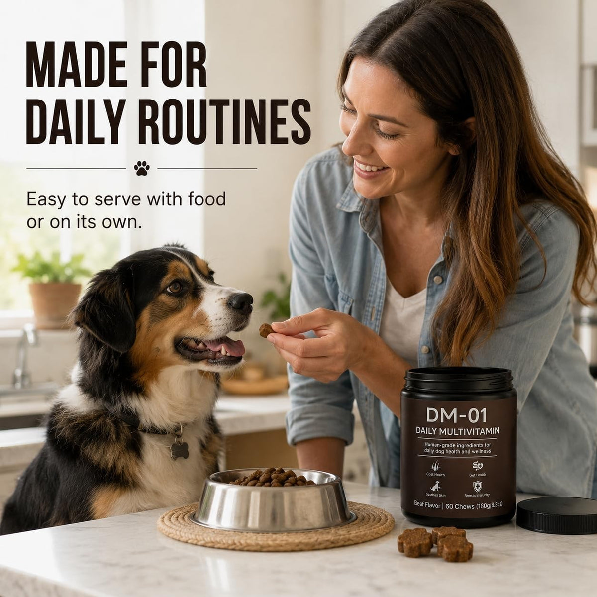 Dog Multivitamin Soft Chews, 12-in-1 Joint, Gut and Coat Support, Beef Flavor - NEW!
