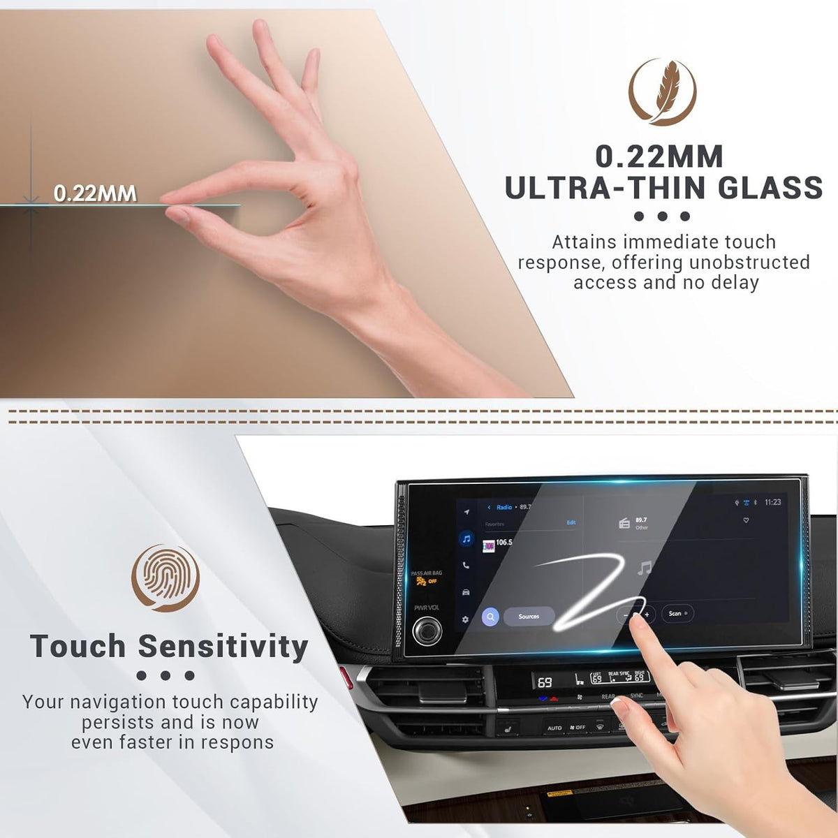 12.3" HD Tempered Glass Screen Protector for 2025-2026 Toyota Sienna Multimedia - NEW!