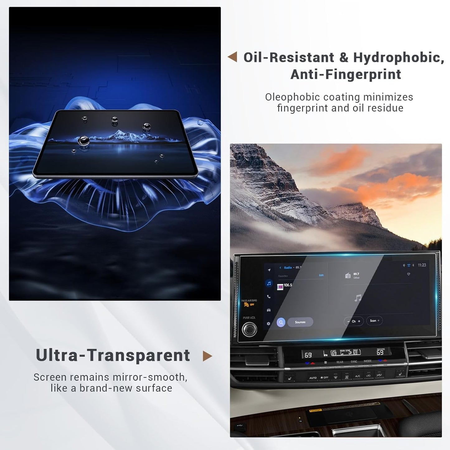 12.3" HD Tempered Glass Screen Protector for 2025-2026 Toyota Sienna Multimedia - NEW!