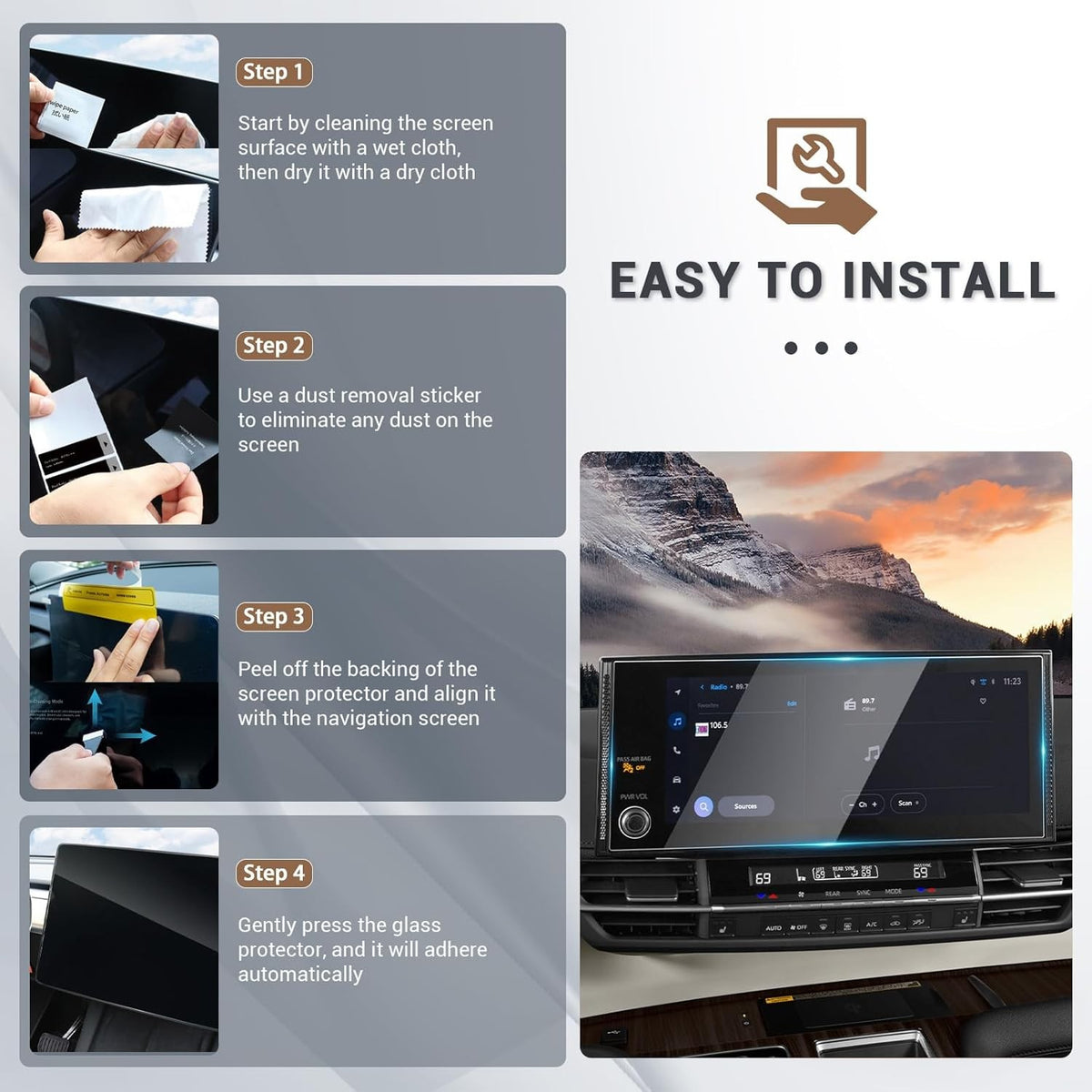 12.3" HD Tempered Glass Screen Protector for 2025-2026 Toyota Sienna Multimedia - NEW!