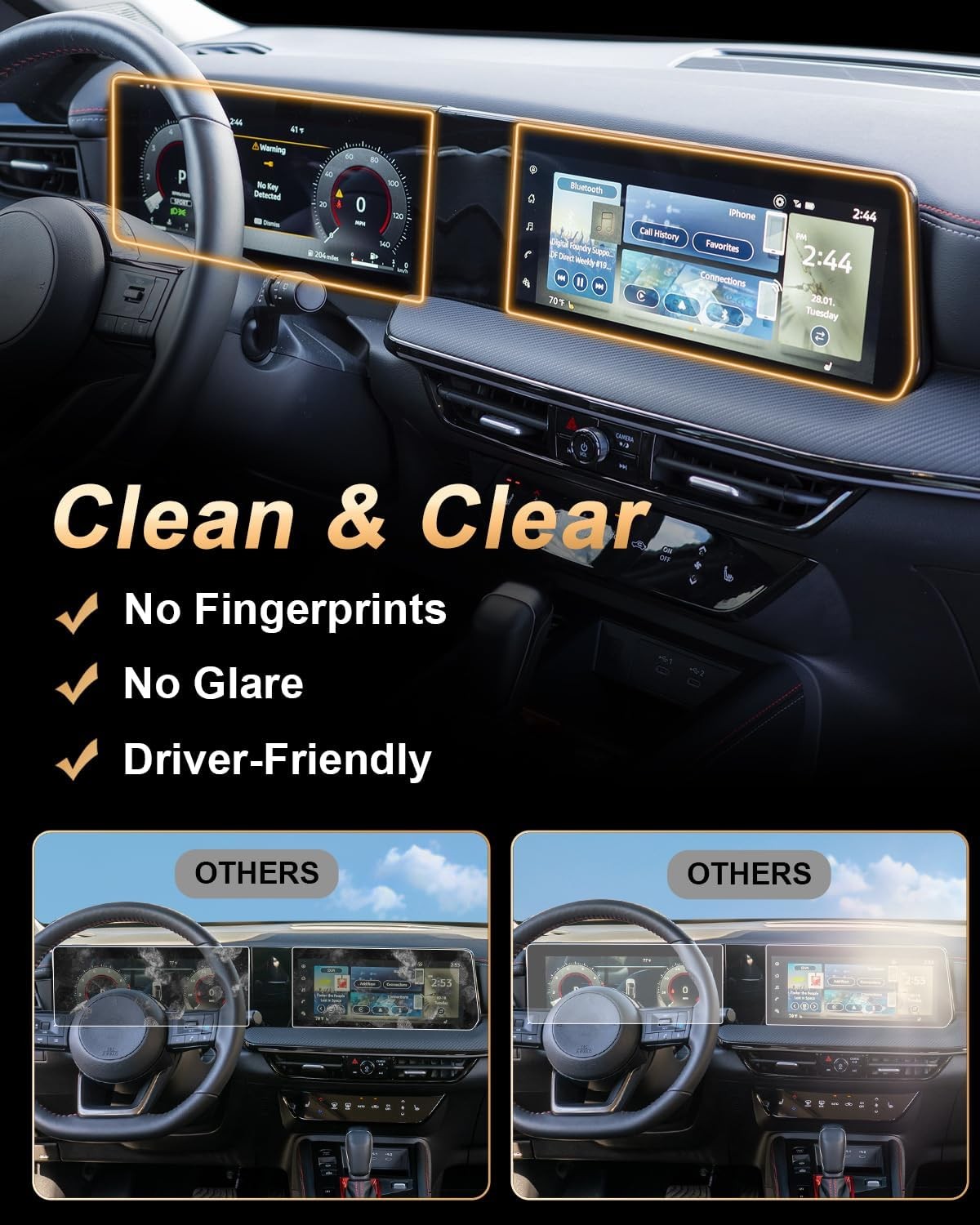 2025 - 26 Nissan Kicks Screen Protector, 12.3 Inch Navigation Anti-Finger, 4 Pcs