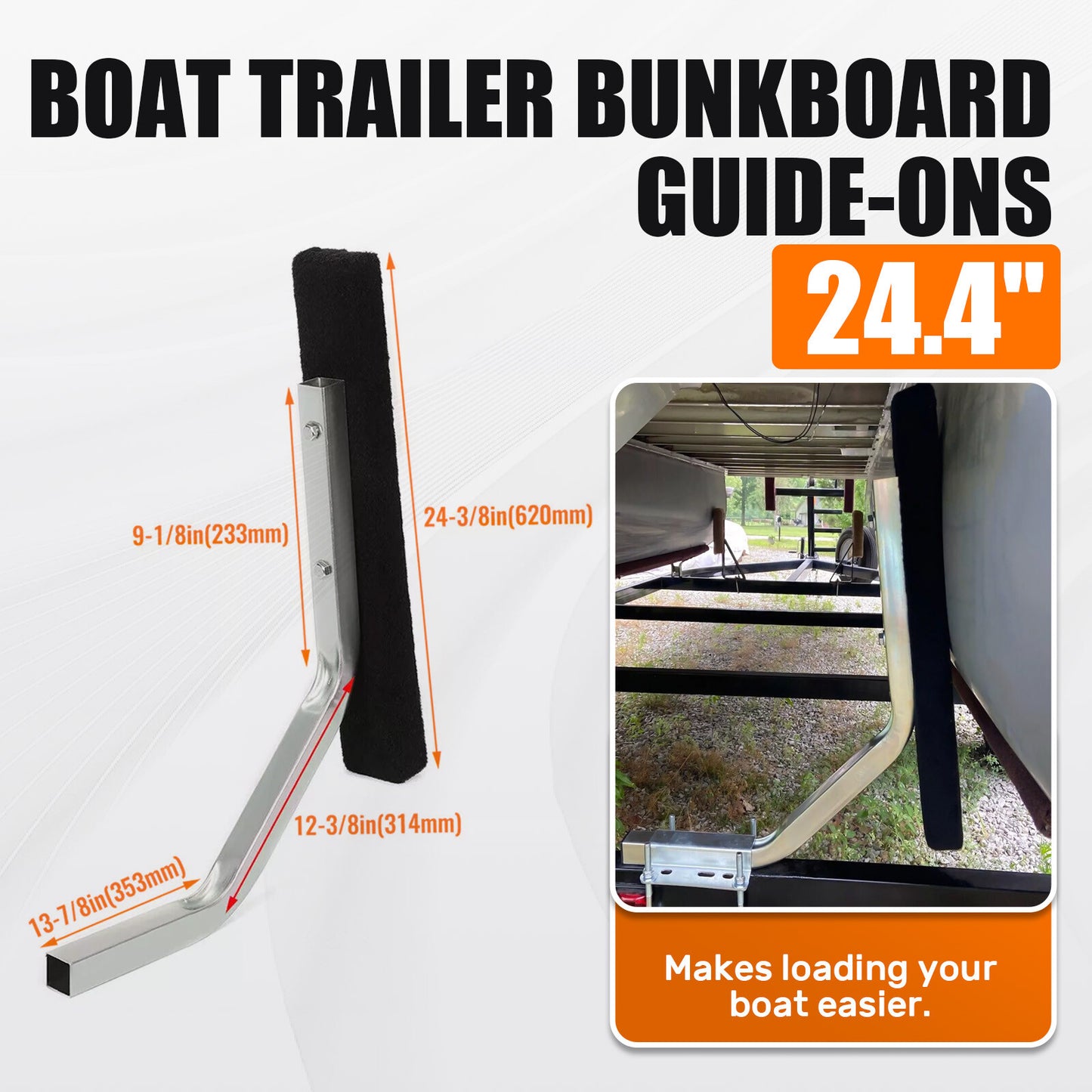 Pontoon Boat Trailer Bunk Board Guide 24.4" Adjustable for Ski & Fishing Boats- NEW!