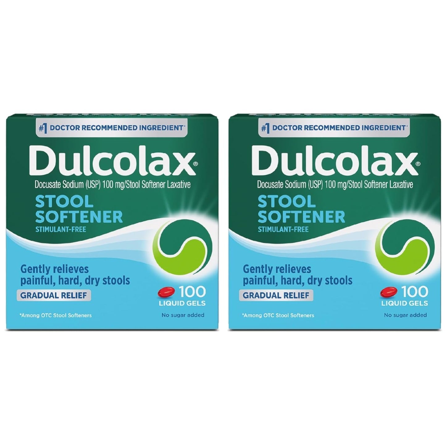 Dulcolax Gentle Stool Softener Capsules, 2 Pack - 200 Gel Capsules - Exp. 2/28