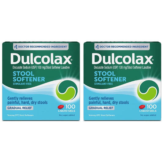 Dulcolax Gentle Stool Softener Capsules, 2 Pack - 200 Gel Capsules - Exp. 2/28