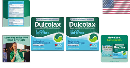 Dulcolax Gentle Stool Softener Capsules, 2 Pack - 200 Gel Capsules - Exp. 2/28