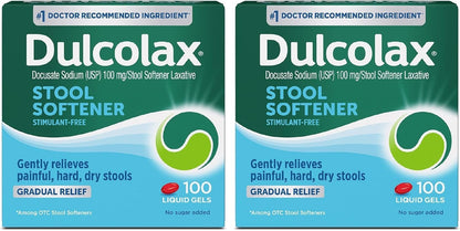 Dulcolax Gentle Stool Softener Capsules, 2 Pack - 200 Gel Capsules - Exp. 2/28