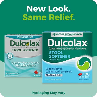 Dulcolax Gentle Stool Softener Capsules, 2 Pack - 200 Gel Capsules - Exp. 2/28
