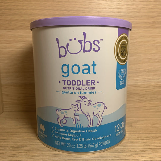 2 Bubs Whole Goat Milk Toddler Nutritional Drink, 20oz Ages 12-36 Months - exp08/26