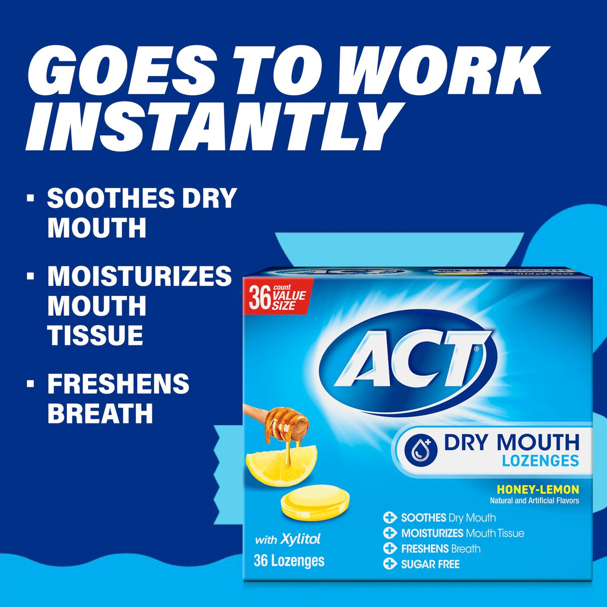 Dry Mouth Lozenges with Xylitol, Honey-Lemon Flavor, 72 Count Pack of 2 - NEW!