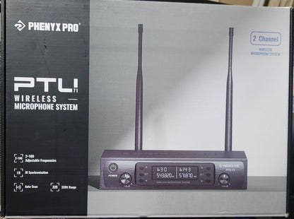 Phenyx Pro PTU71 Wireless Microphone System, 328ft Range, Black - New!