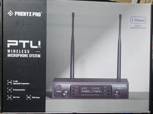 Phenyx Pro PTU71 Wireless Microphone System, 328ft Range, Black - New!