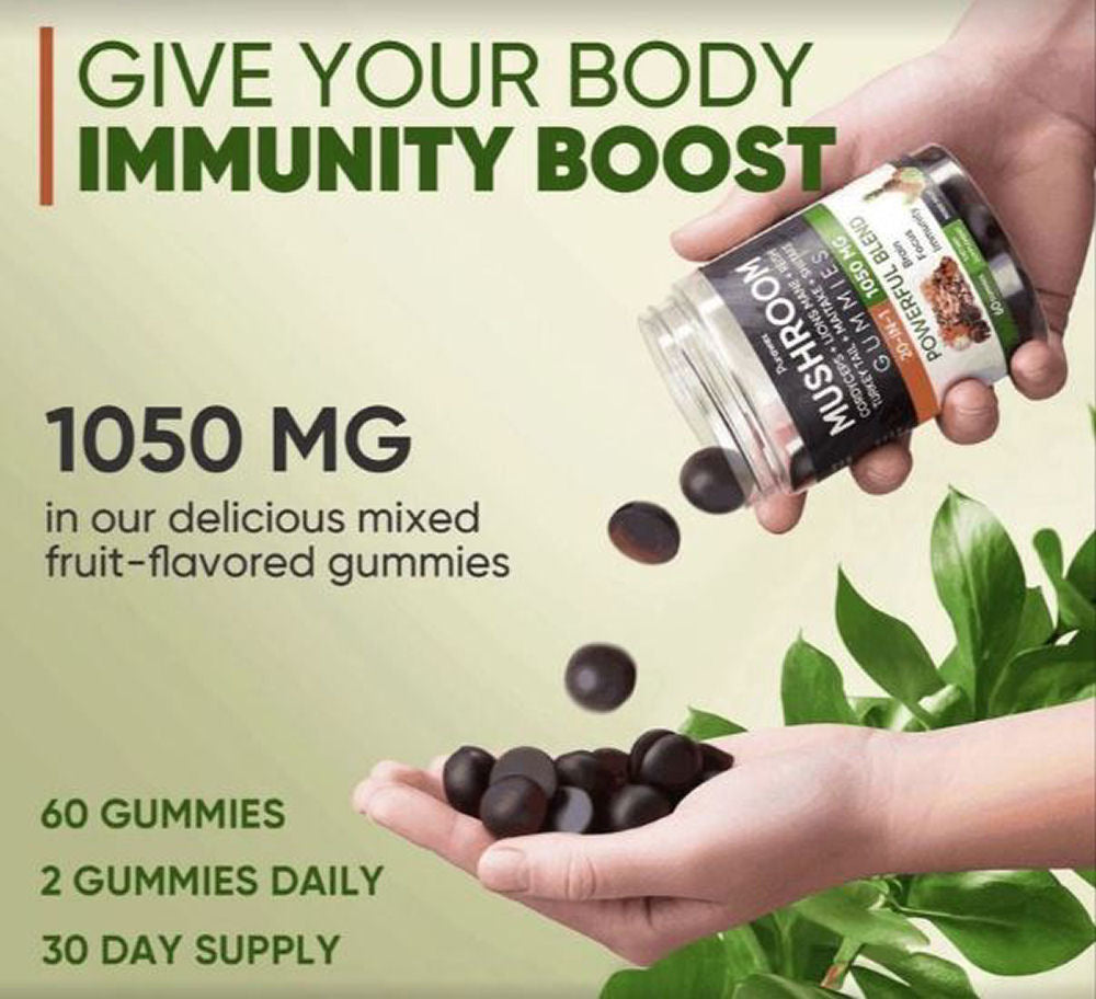 Purawex Mixed Fruit Mushroom Complex Gummies, 60 count, Exp. 3/27, Free Ship!