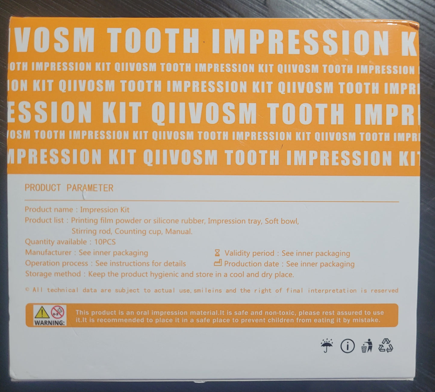 Qiivosm Personalized Tooth Impression Kit, 10 pieces, Exp. 4/2028, New (Sealed)