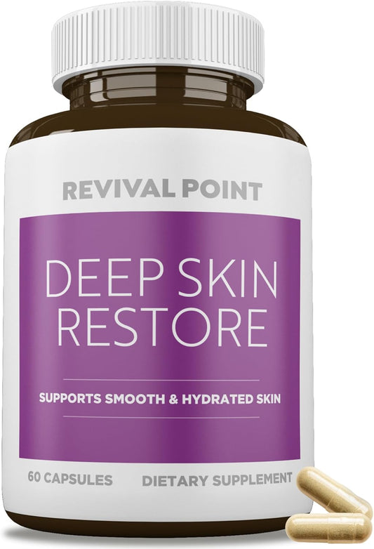 Revival Point Deep Skin Restore Supplement, 6-in-1 Formula, 60 Caps, Exp. 12/26