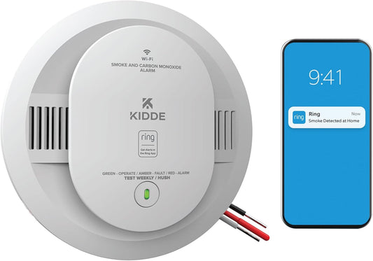 Kidde RGCUAR-RW Smart Smoke & Carbon Monoxide Alarm w/ Ring Alerts, Wired, New!
