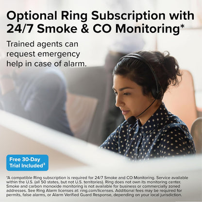 Kidde RGCUAR-RW Smart Smoke & Carbon Monoxide Alarm w/ Ring Alerts, Wired, New!