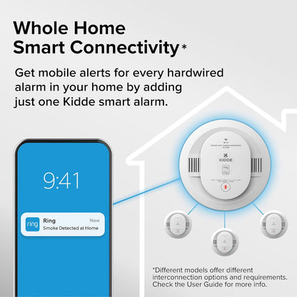 Kidde RGCUAR-RW Smart Smoke & Carbon Monoxide Alarm w/ Ring Alerts, Wired, New!