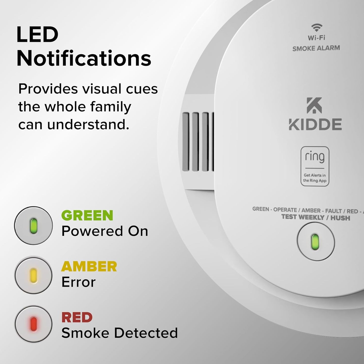 Kidde RGCUAR-RW Smart Smoke & Carbon Monoxide Alarm w/ Ring Alerts, Wired, New!