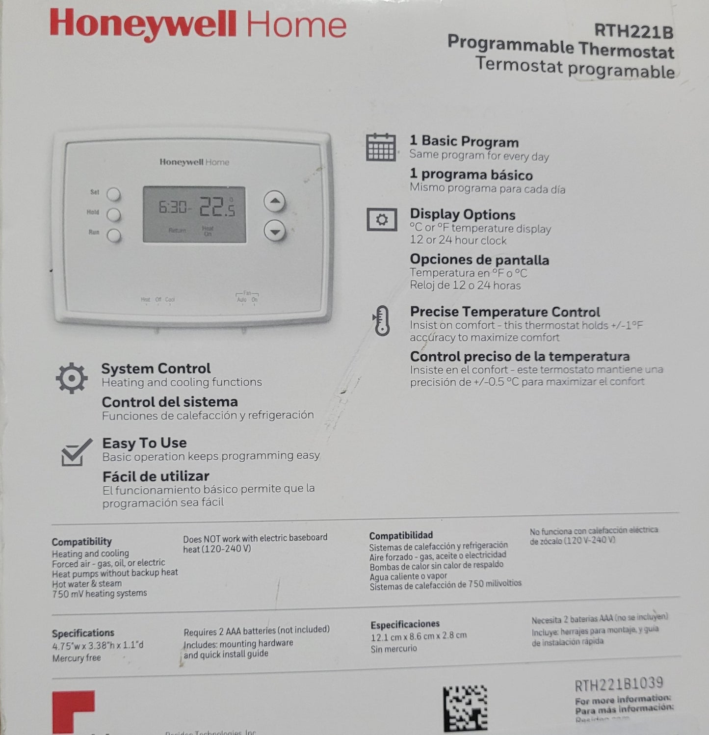 Honeywell 1-Week Programmable Thermostat (RTH221B) New (OB) Free Shipping!