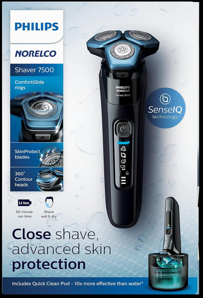 Philips Norelco Shaver 7500 w/ SenseIQ (S7783/84) w/ Cleaning Pod, Black - New!