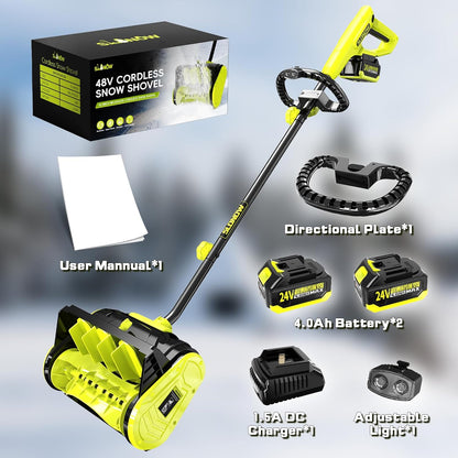Slonow Cordless 13.5 Inch Snow Shovel, 48V, 4 Ah Rechargeable Snow Blower, New!