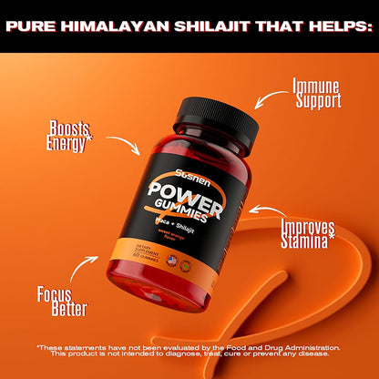 SUSNEN Power Gummies w/ Maca + Shilajit, 60 Caps. Citrus, Exp. 10/26, Free Ship!
