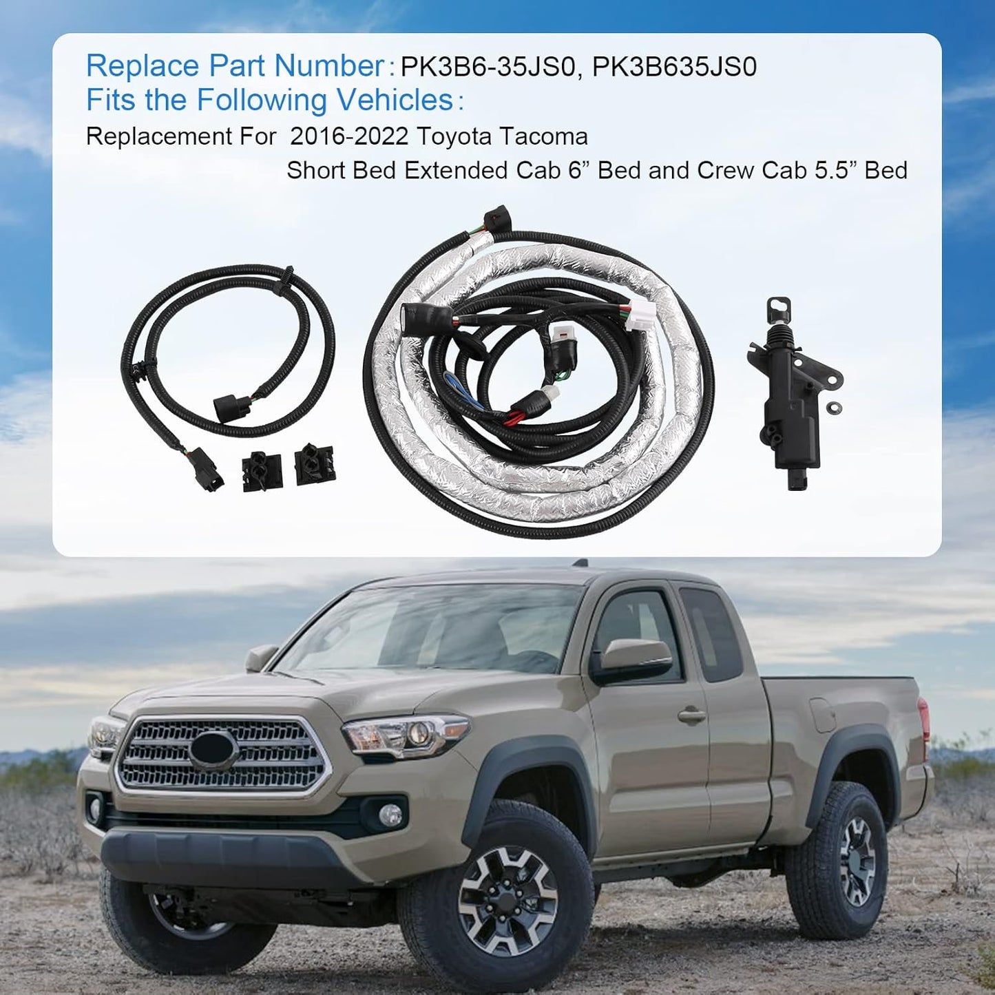Power Tailgate Bed Remote Lock Kit for 2019 - 2022 Toyota Tacoma, PK3B6-35JS0