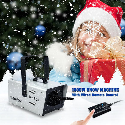 TCFUNDY 1500W Snow Making Machine w/ Wired Remote - for, Stage Effect, Party....