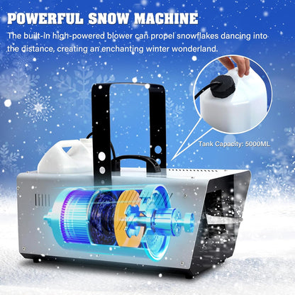 TCFUNDY 1500W Snow Making Machine w/ Wired Remote - for, Stage Effect, Party....