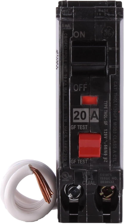 GE Ground Fault Circuit Interrupter Breaker, 20 amp (THQL1120GFTP), New!