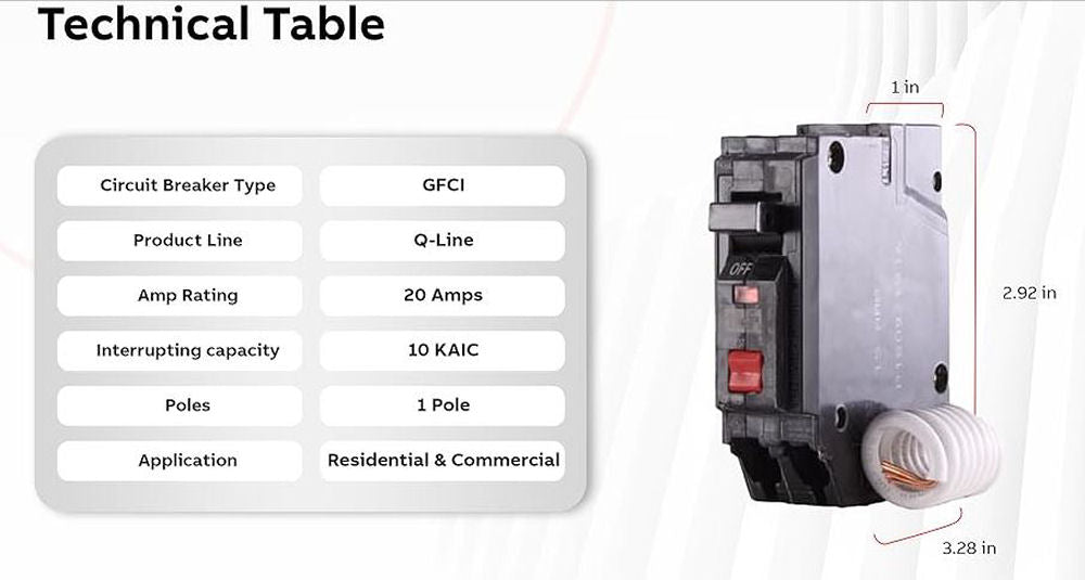 GE Ground Fault Circuit Interrupter Breaker, 20 amp (THQL1120GFTP), New!