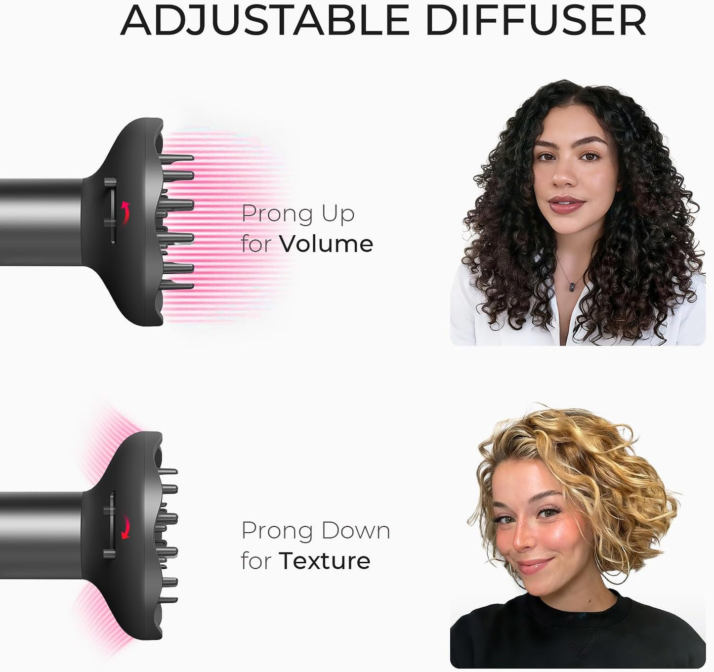 TYMO Airhype 1500W Hair Dryer with Diffuser, Ionic 4 Temps, 3 Speeds, New!
