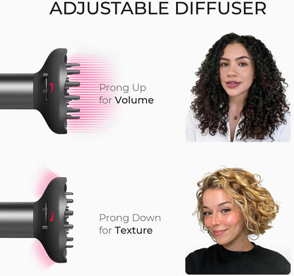 TYMO Airhype 1500W Hair Dryer with Diffuser, Ionic 4 Temps, 3 Speeds, New!