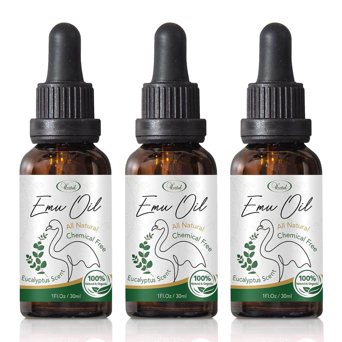 Urztul Emu Oil All Natural, All in One, Eucalyptus Scent, 1 oz, 3 Pack, New!