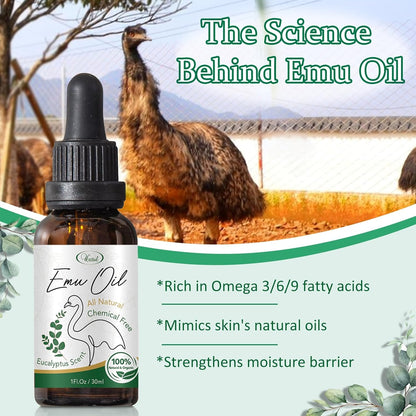 Urztul Emu Oil All Natural, All in One, Eucalyptus Scent, 1 oz, 3 Pack, New!