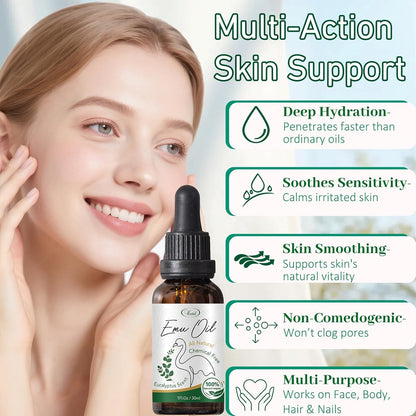 Urztul Emu Oil All Natural, All in One, Eucalyptus Scent, 1 oz, 3 Pack, New!