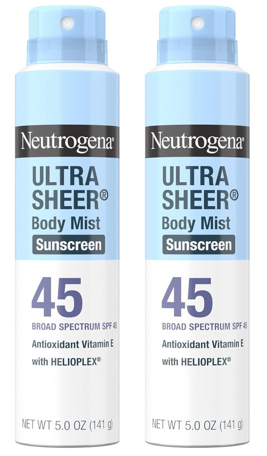 Neutrogena Sheer Body Mist Sunscreen Spray, (2 Pack, 10 oz), Exp. 11/26