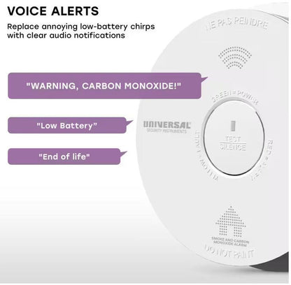 USI 3 in 1 Smoke, Fire & Carbon Mono Alarm w/ Voice, 2 Pack, (USI/SMCO/10YR/V/2)