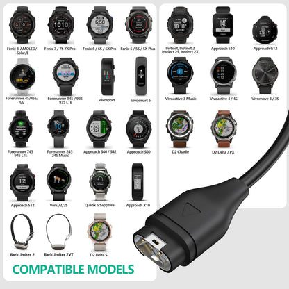 Veeloon USB-A Braided Charge Cable for Garmin Watch Forerunner & More, 2 Pack!