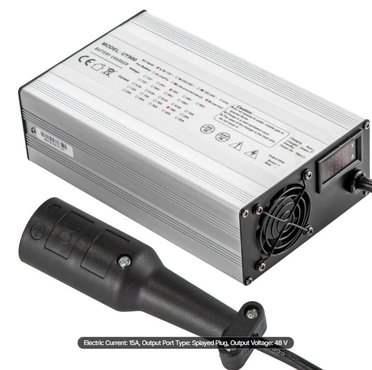 VEVOR (UY900) Aluminum Golf Cart Battery Charger 48V, 15A, 3 Pin Round Plug, New