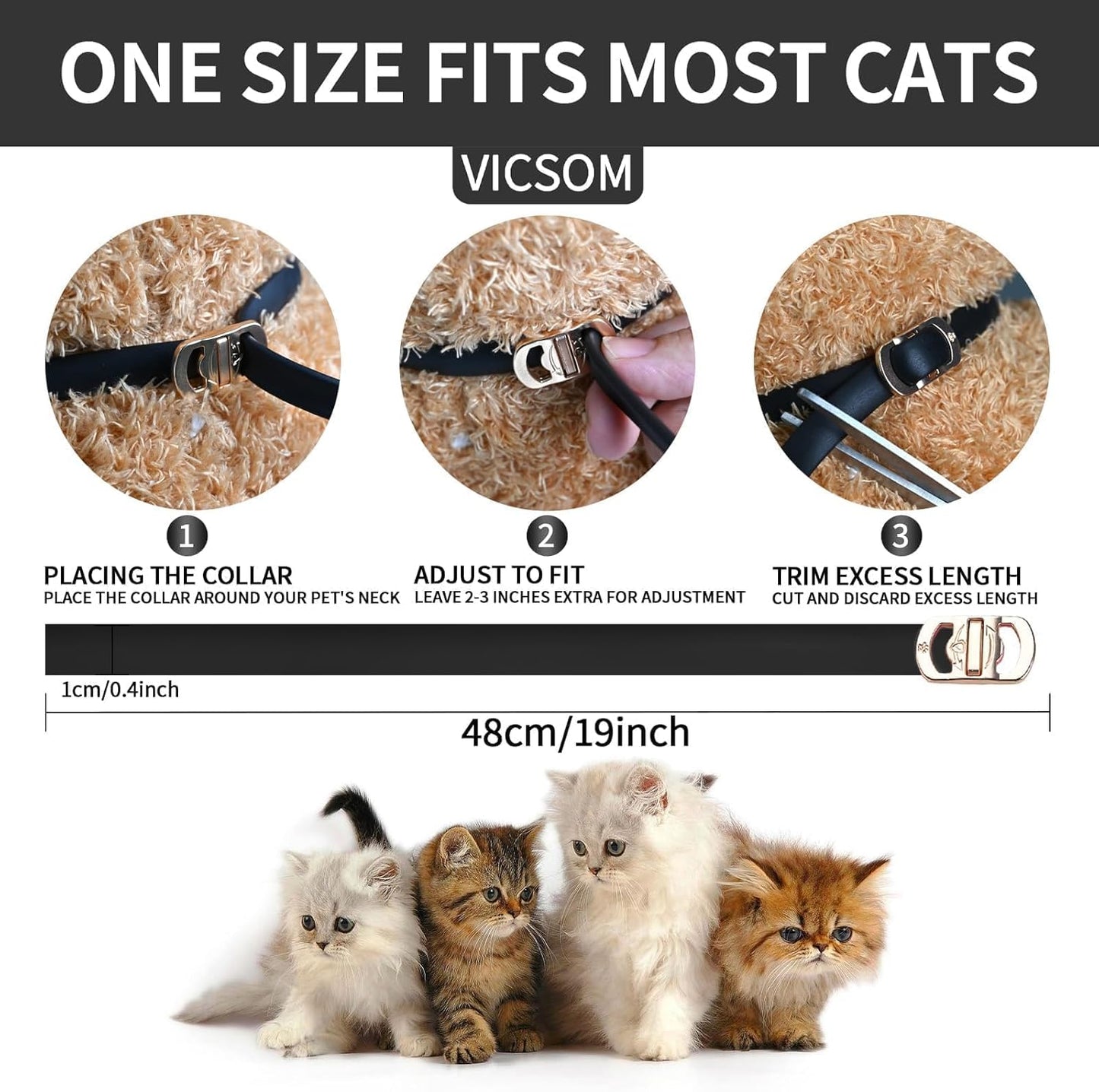 VICSOM 4 Pack Glow in Dark, Cats Flea & Tick Collar, 32 Months Protection, New!