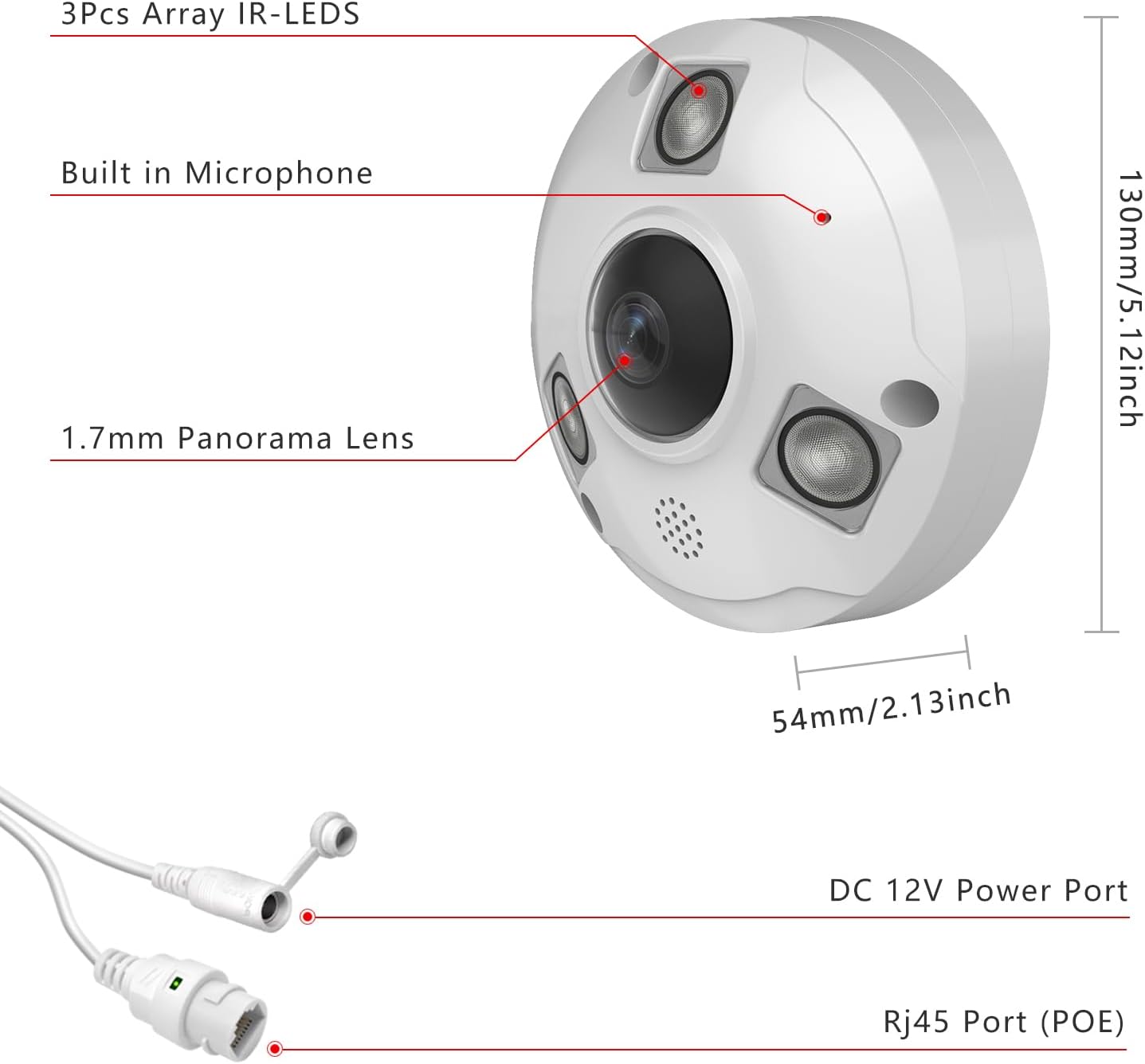 Vonnision Fixed Lens 360 degrees, 5MP POE Panoramic Camera (VS-IF1354RWM5), New!