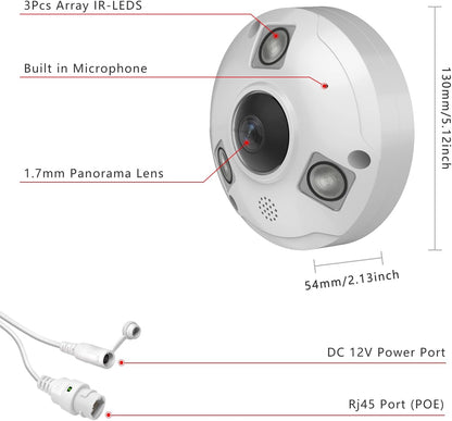 Vonnision Fixed Lens 360 degrees, 5MP POE Panoramic Camera (VS-IF1354RWM5), New!