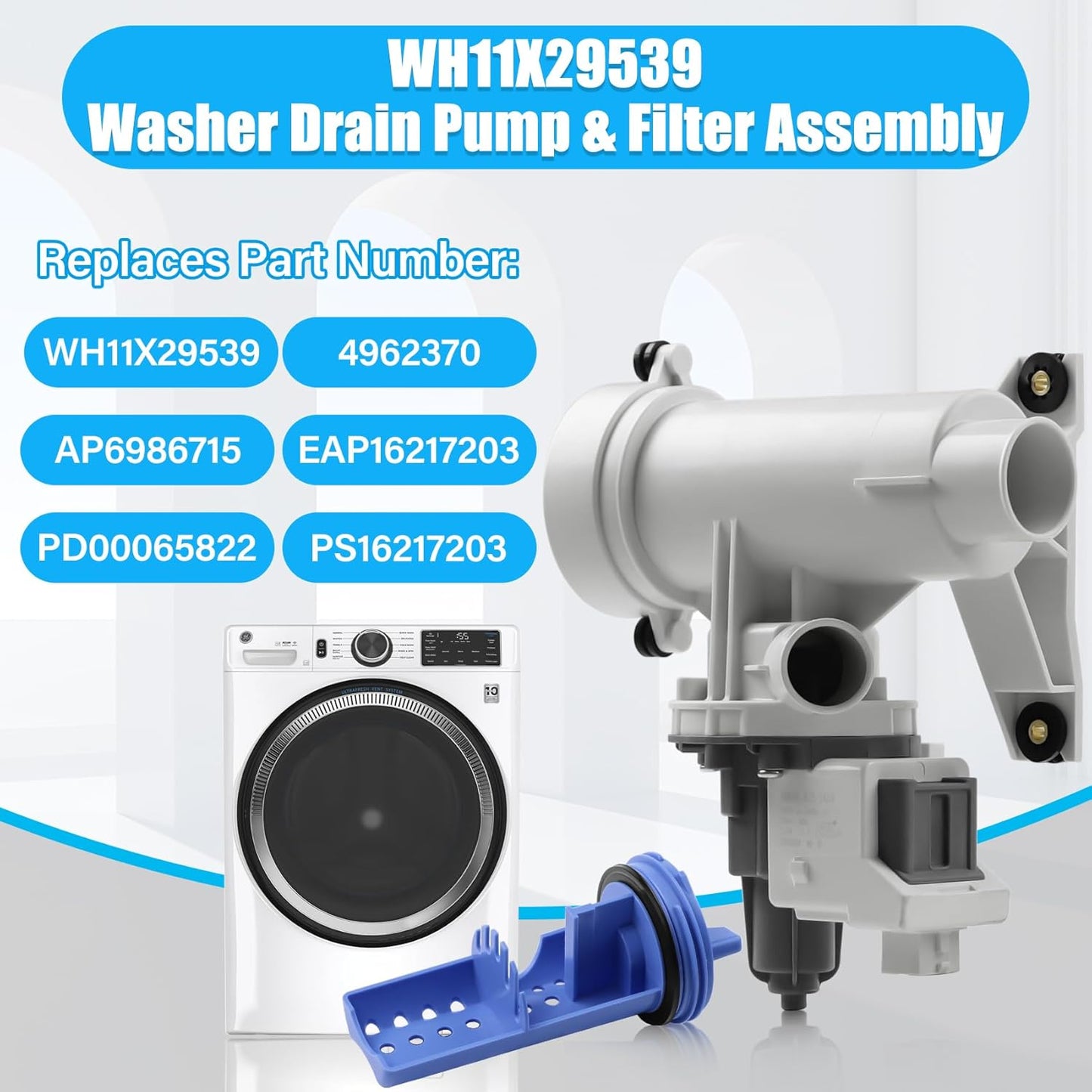 High End Washing Machine Drain Pump WH11X29539 for GE, Haier Washers, Brand New!