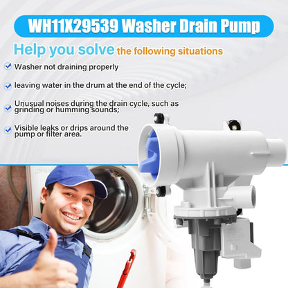 High End Washing Machine Drain Pump WH11X29539 for GE, Haier Washers, Brand New!