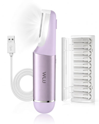 WLU Dermaplane Razor for Women with 10 Blades - Sonic Facial Hair Tool, New!