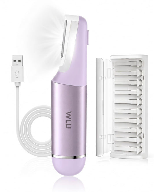 WLU Dermaplane Razor for Women with 10 Blades - Sonic Facial Hair Tool, New!