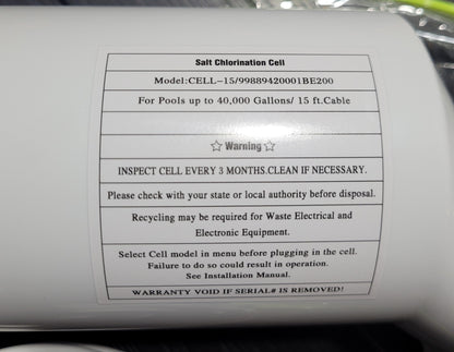 Replacement Hayward W3T-Cell15 TurboCell Salt Chlorination Cell, 40K Gal. - New!