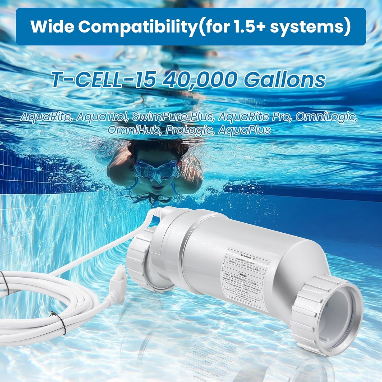 Replacement Hayward W3T-Cell15 TurboCell Salt Chlorination Cell, 40K Gal. - New!