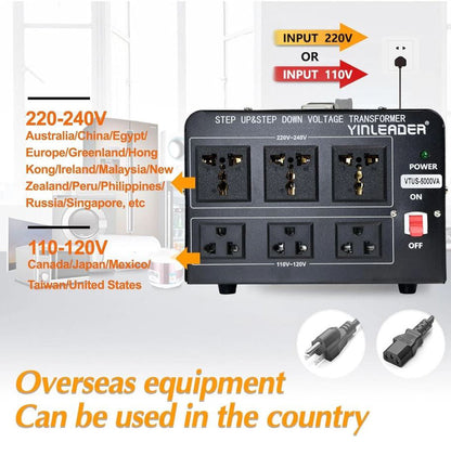 Yinleader YLG-5000W Step Up/Down Voltage Transformer Converter 110V to 220V, New